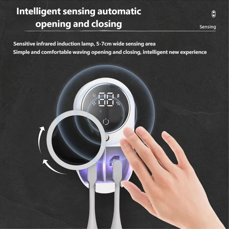 UV Wireless Rechargeable Portable Wall Mounted Electric Toothbrush Sterilizer Toothbrush Dryer for Oral Hygiene