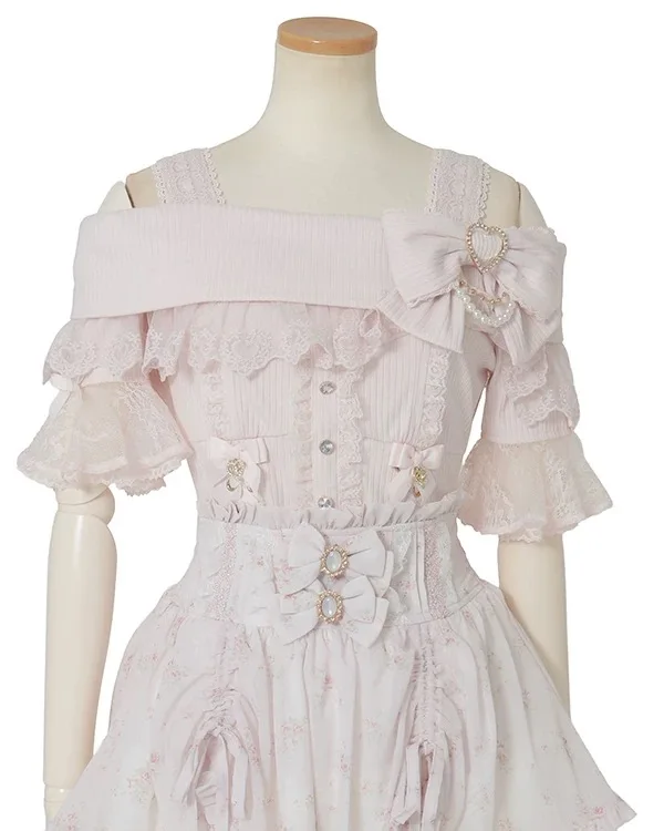 リズシャツ日本新作スイートガールズビッグボウスリミングスリングオフショルダートップスロリータTシャツガールズレディース半袖ブラウス女性用