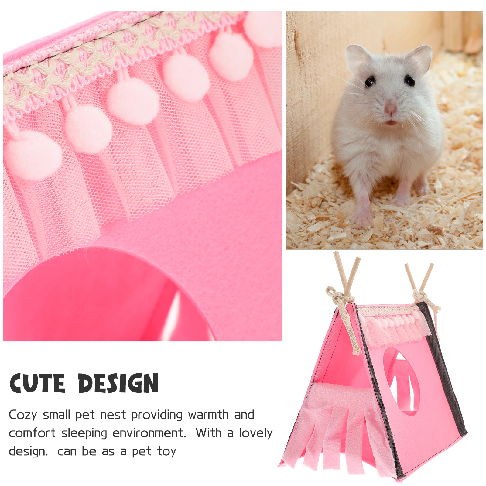 

Cozy Warm Hamster Nest Bunny Hideout Small Animal Sleeping House for Guinea Pig Rat Ferret Pink Felt Pet Rabbit Winter Hut Gift