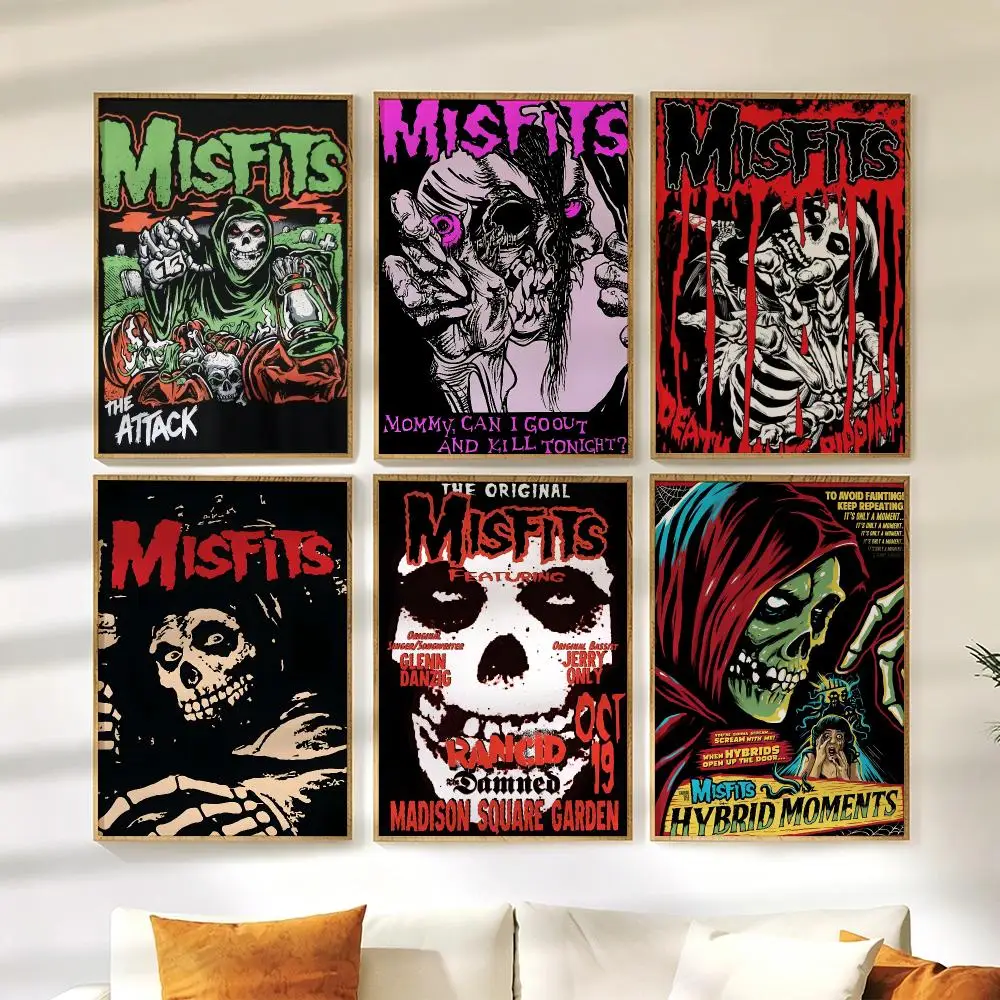 M-Misfits Band Poster Wall Stickers HD Painting Self Adhesive Art Decals for Bedroom Living Room Home Decor