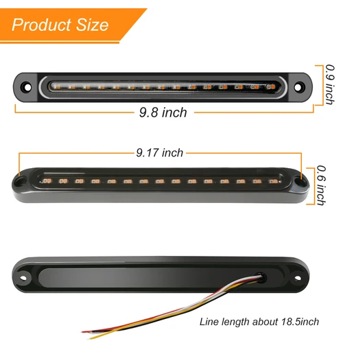 Imagen 2 del producto Barra de luz trasera LED para remolque, luz de señal de giro y parada de freno, tira estroboscópica secuencial, lente ahumada, camioneta RV UTV, 2 uds., 10 pulgadas