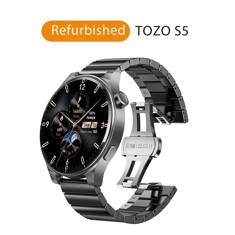 

Refurbished TOZO S5 Smartwatch 1.43“ AMOLED Bluetooth Calls IP68 Waterproof Sport 00+ Sport Modes Fitness Tracker Smart Watches