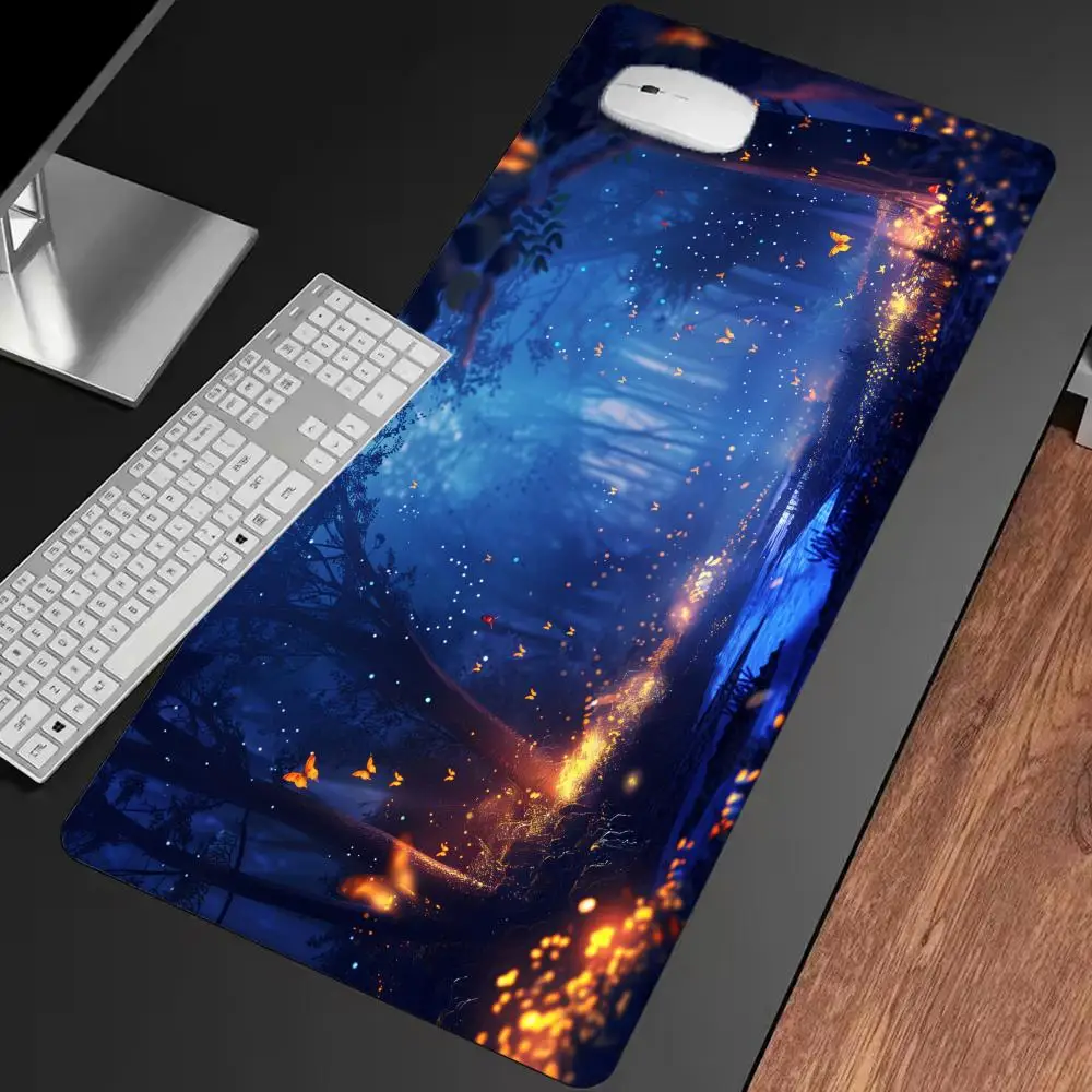 

Светящийся коврик для мыши с лесом, нескользящий игровой коврик для мыши разных размеров, геймерский коврик для киберспорта, игровой механический коврик для клавиатуры XXL, настольный коврик