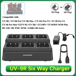 Baofeng UV-9R Pro Plus Six Way Charger UV-68 Pro Max Multi Battery Charger UV-98 Pro UV-S22 BF-9700 Charger Adapter Rapid Charge