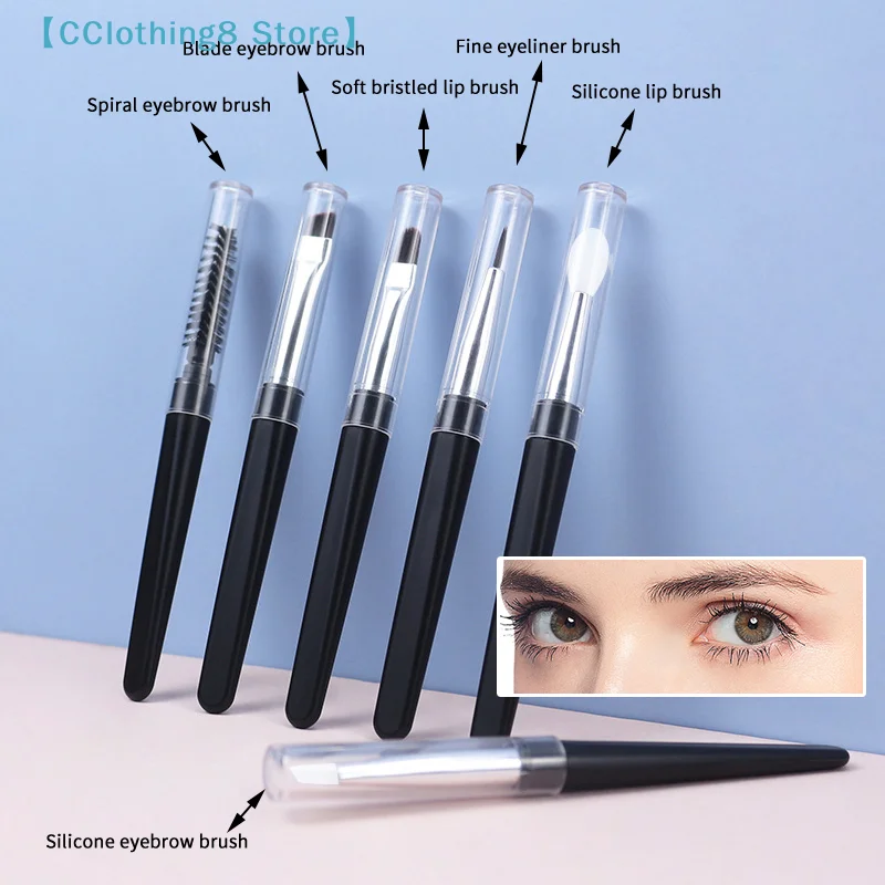 Portable Eyeshadow Makeup Brushes Travel Size Makeup Brushes Eyebrow Silicone Glit Essential Cosmetic Tools With Lid【AliS8】