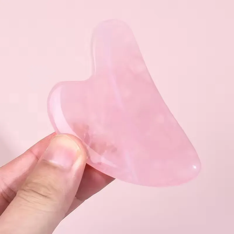 5Pcs Pink Natural Jade Rose Quartz Massage Scraping Massage Scraper Face Massager Acupuncture Gua Sha Board Skin Care Tool