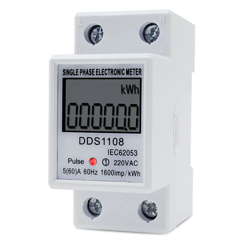 Imagem -03 - Medidor de Energia Monofásica com Display Digital Lcd Medidor de Consumo de Energia Watt Wattmeter Kwh 230v ca 50hz 60a Trilho Ruído Elétrico