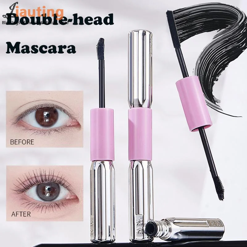 Mascara Double-en-un en Fiber de soie, imperméable, pour Extension de cils, noir, épais, allongeant, cosmétiques