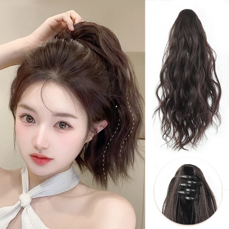

Женский парик с эффектом водной ряби, имитация натуральных волос, высокий хвост, модные кудри