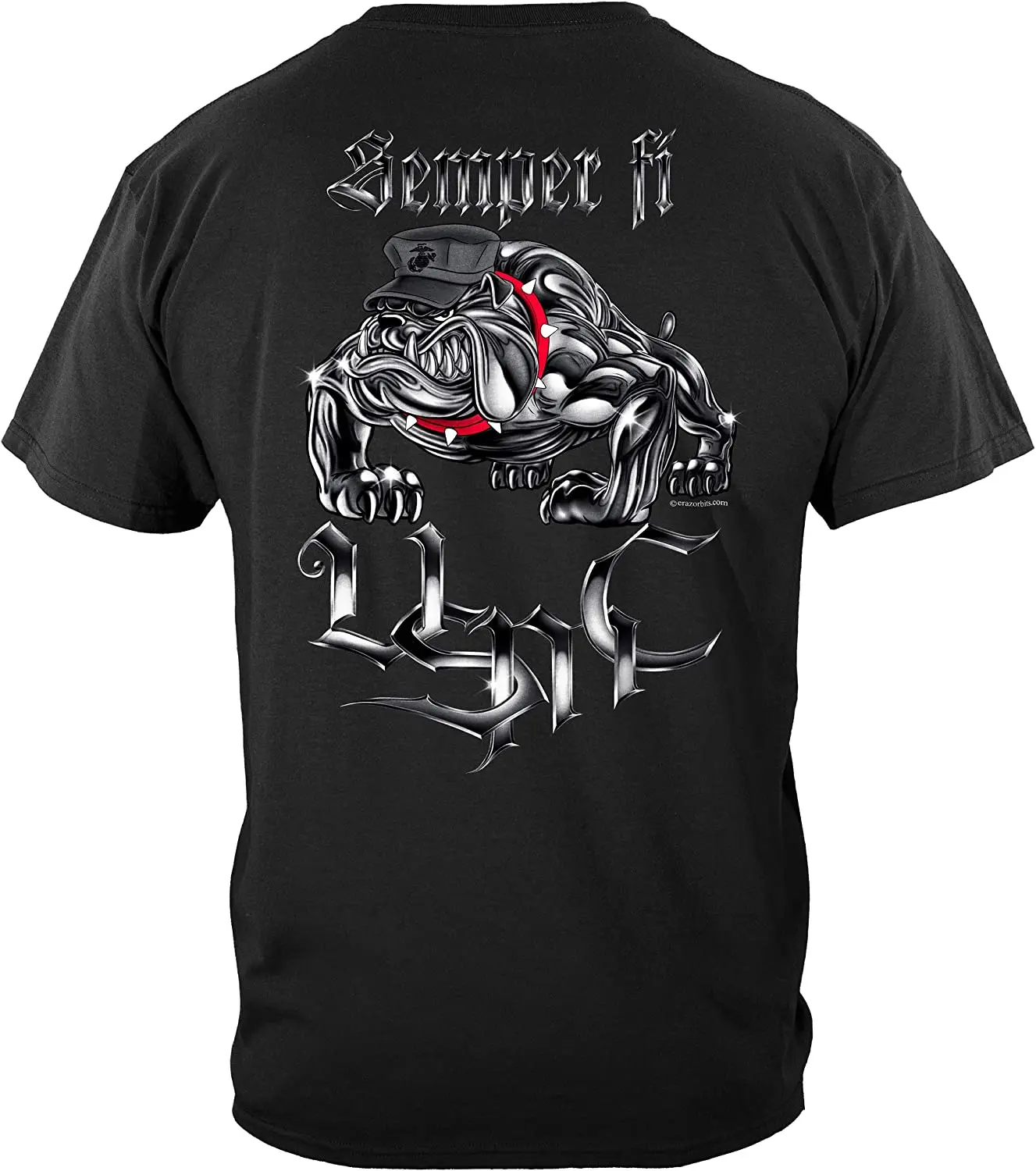 Semper Fi US Marine Corps Devil Dog Chrome Bulldog T Shirt New 100% Cotton Short Sleeve O-Neck Casual Mens T-shirt