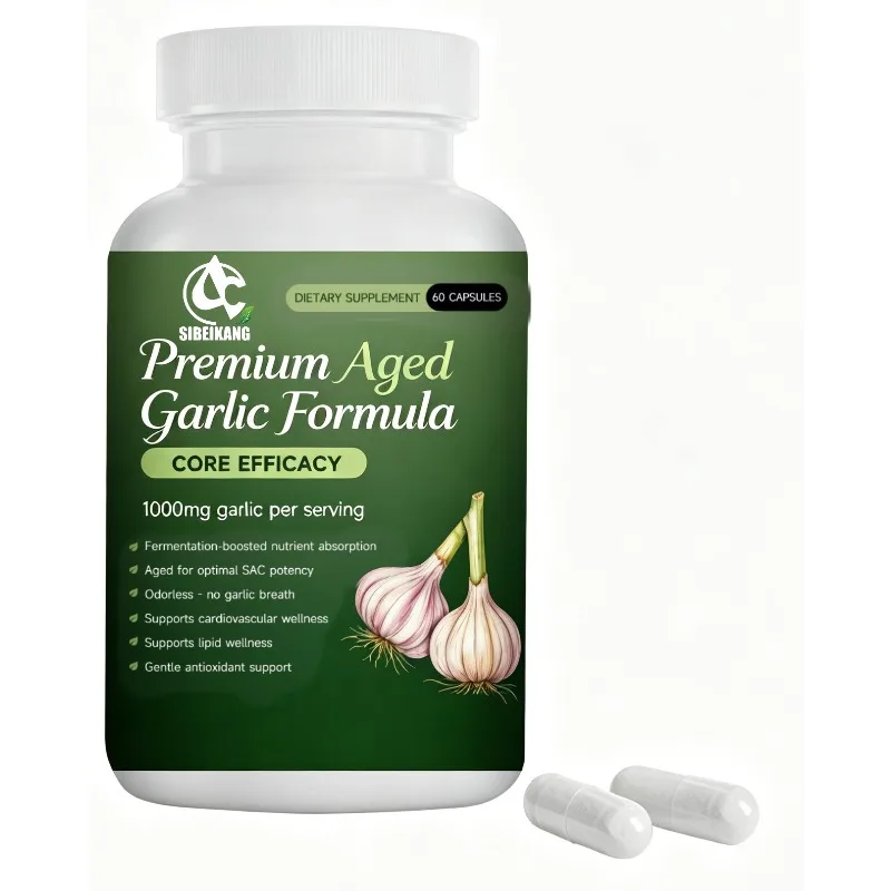 Aged garlic formula contains 1000 milligrams of garlic antioxidant health support per serving, with 60 capsules
