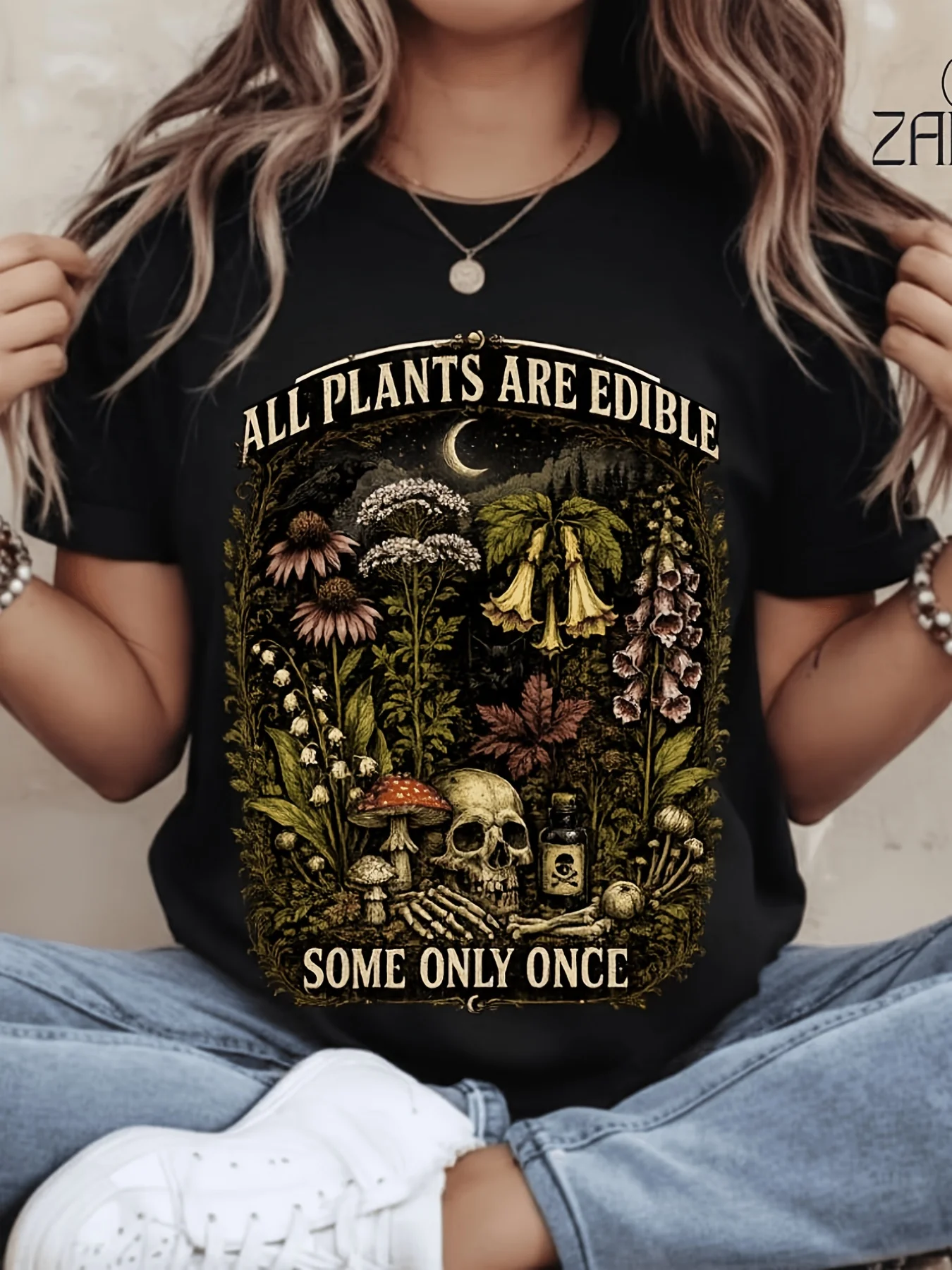 Funny Foraging Shirt All Plants Are Consumable Some Only Once T-Shirt Outdoor Humor Graphic TeeUnisex Cotton Casual T-shirt