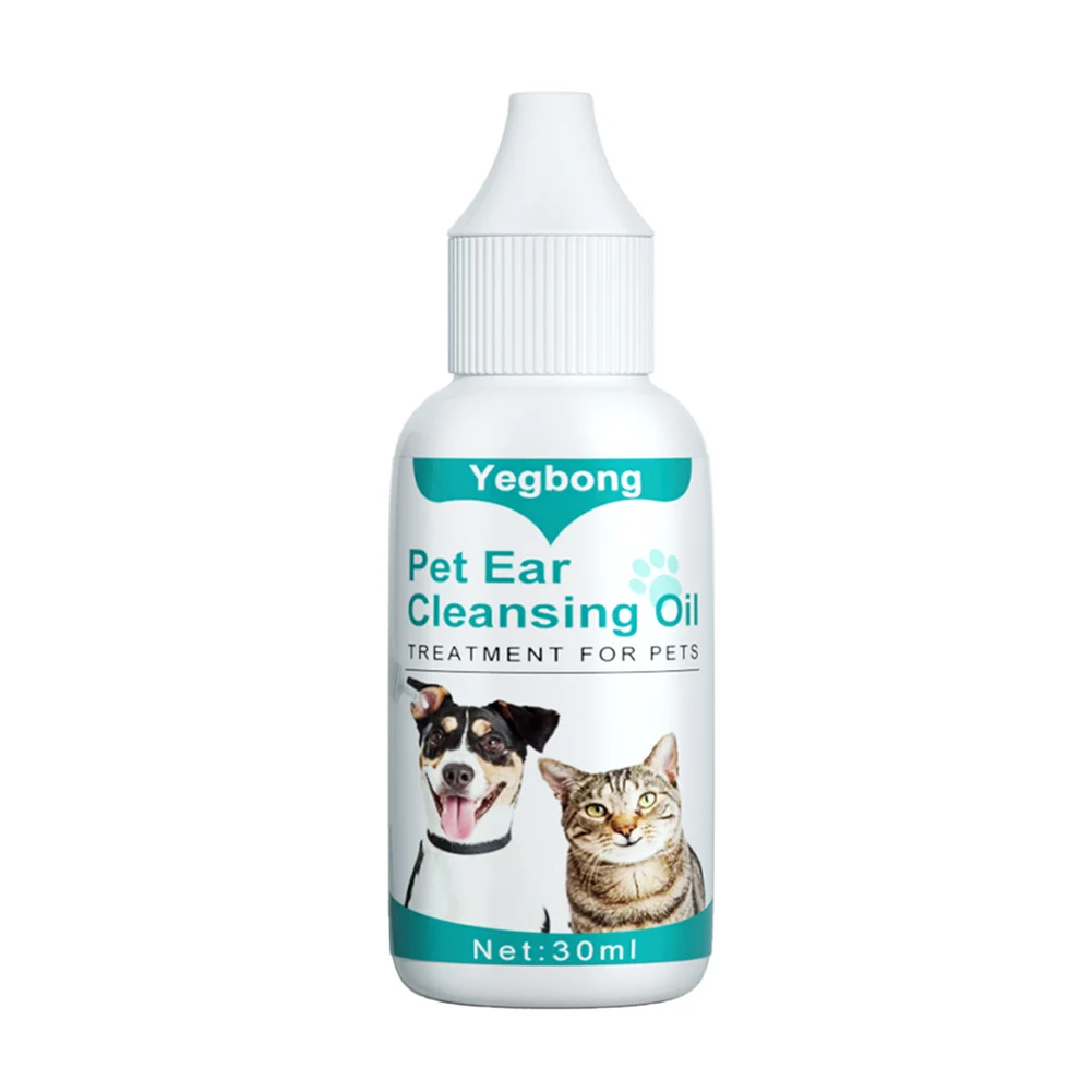Obat penghilang tungau telinga anjing 30ml, minyak anti-kutu untuk perlengkapan pembersih hewan peliharaan