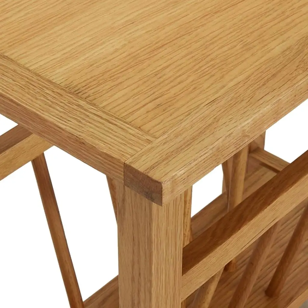 Solid Oak Wood Magazine Table - 17.7x10.6x16.5 Modern Design for Living Room Storage image 5