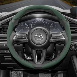 For Mazda Suede Snap-on Steering Wheel Cover Fit 6 Gg Gh 3 Bk 2008 2 Cx 5 Cx5 Cx90 Mx5 Cx 30 2020 Nd Bt50 80 Rx8 Accessories