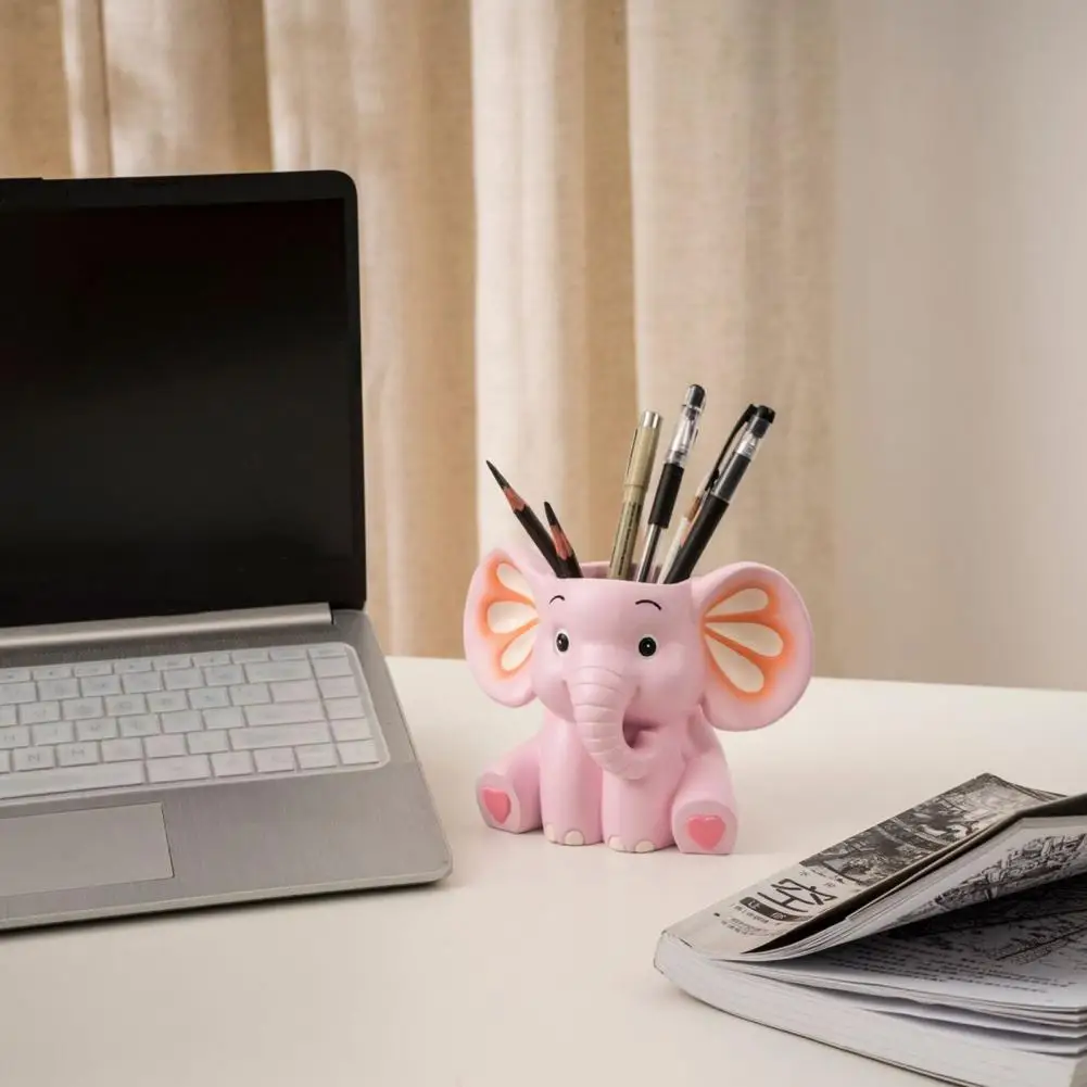 Fun Office Supplies Elephant Pen Holder Desk Organizer Cute Multi-functional Pencil Storage Container Fun Resin for Office