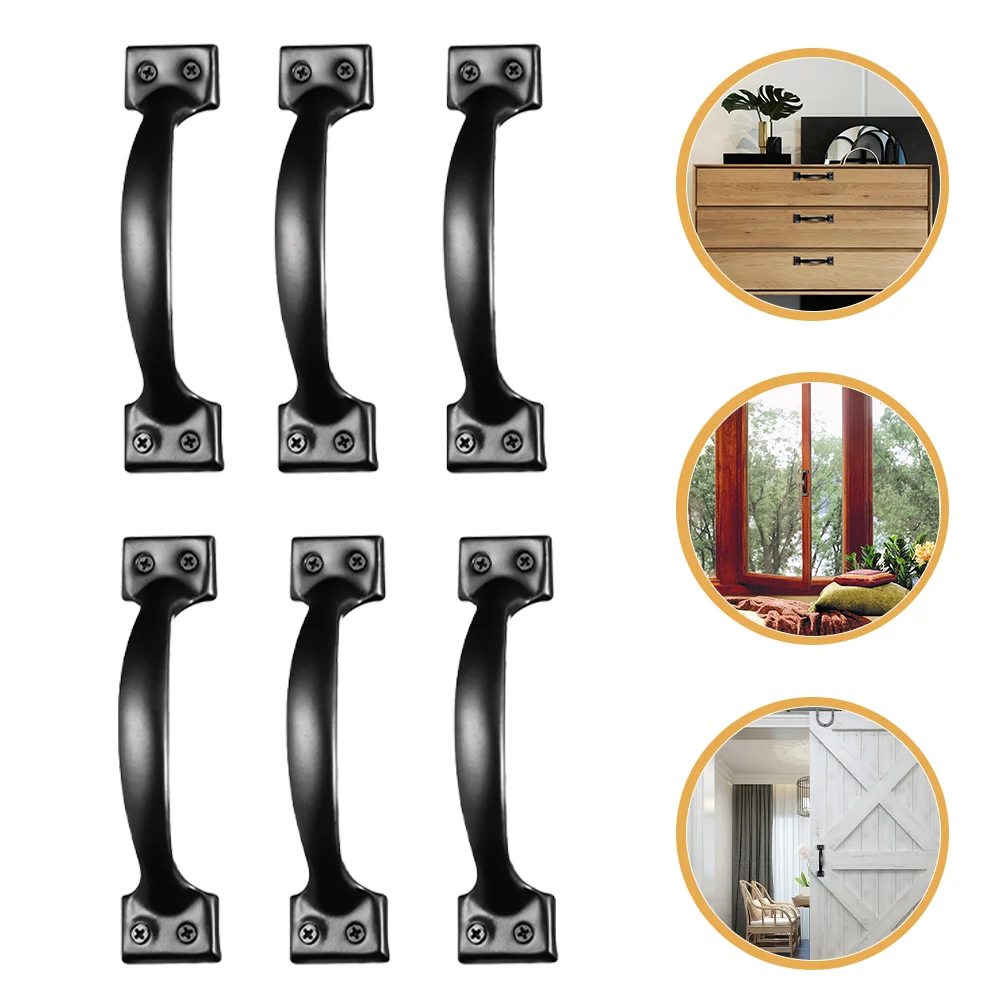 6 Pcs Door Handle Handles Black Knobs Dresser Pull Gate for Wooden Fences Outdoor Closet Bow Drawer Pulls Wardrobe