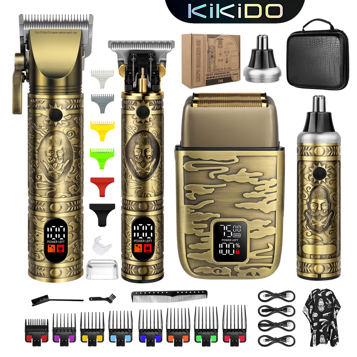 

KIKIDO KK-740 4 in 1Hair Clippers for Men Professional,Beard Trimmer Kits & Sets, Cordless Mens Hair Trimmer, Electric Shavers