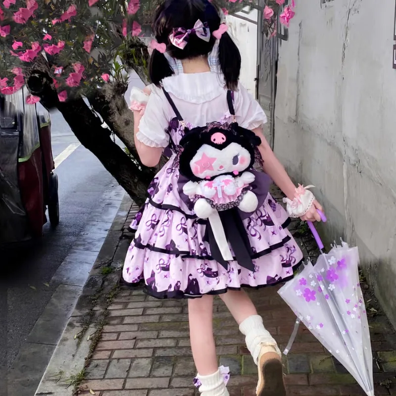 MBTI Y2k Kuromi Womens Shoulder Bag Plush Cute Harajuku Style Doll Casual Backpacks Gothic Punk Lolita New Female Aesthetic Bags