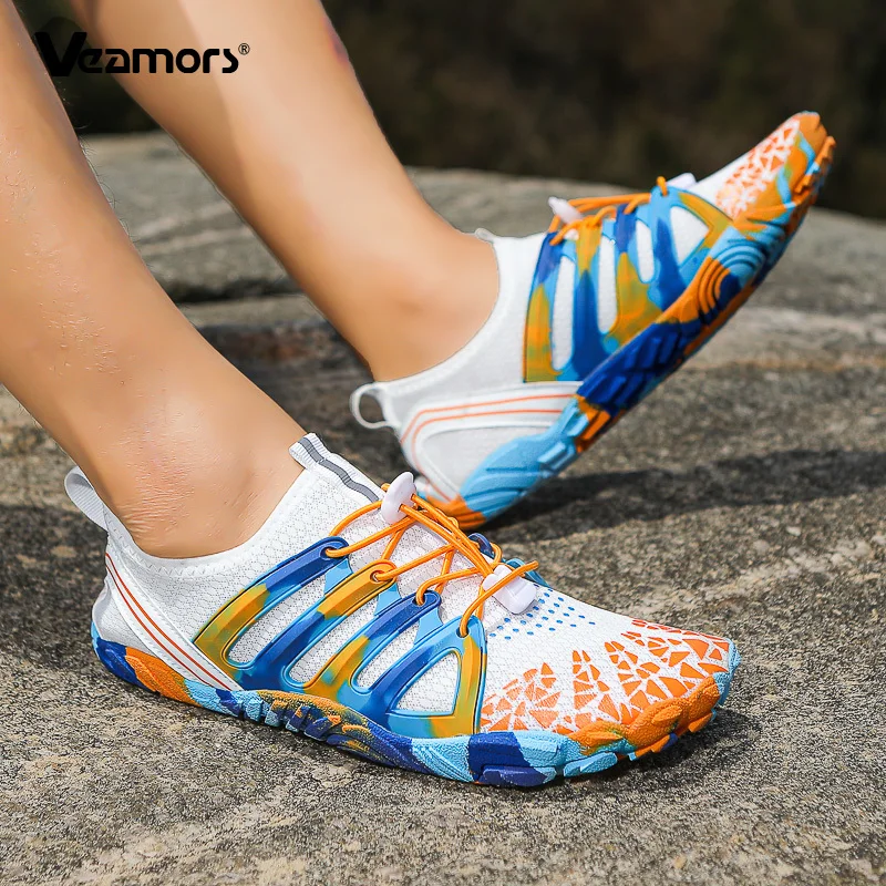 Colorful Breathable Men's Water Sport Shoes Women Quick Dry Aqua Shoes Non-slip Soft Sole Beach Wading Shoes for Surfing Boating