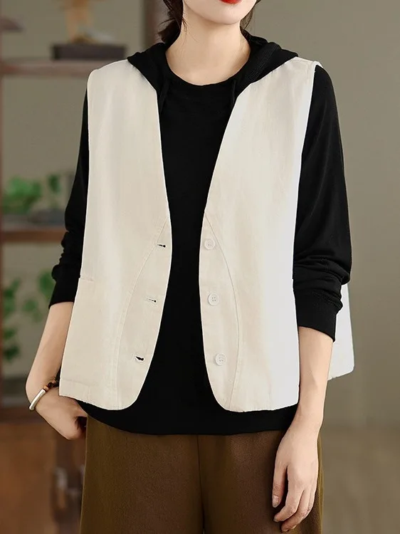 صدرية ملونة من Faionable Jaet مقاس كبير للنساء بزر واحد وطبقات على شكل حرف V متعددة الاستخدامات... #1