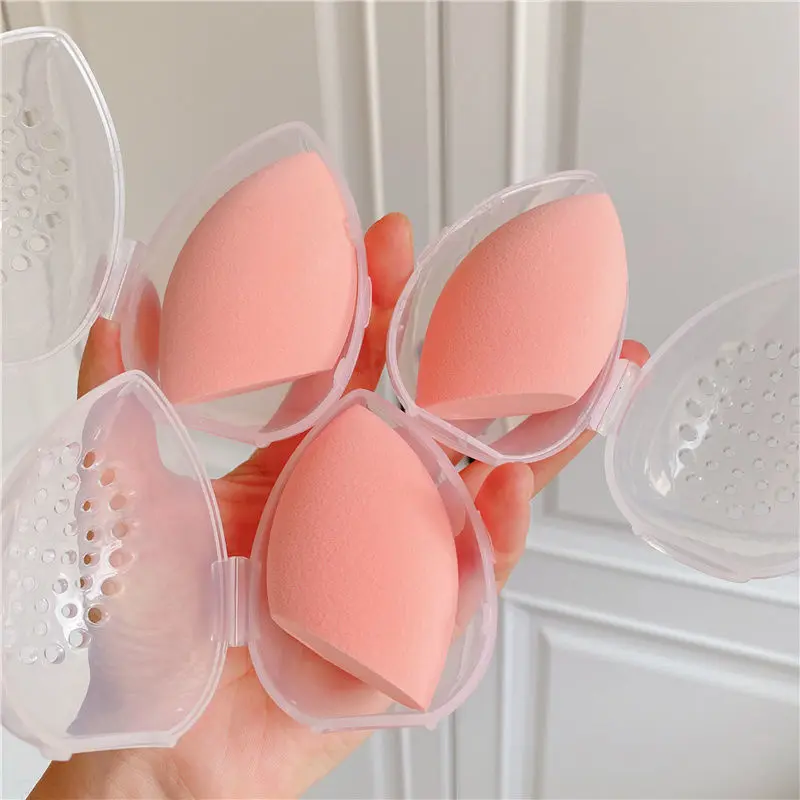 

Beau Egg Storage Shell With Hole, Portable BreathablePowder Puff Box With Lid, Travel Holiday Supplies