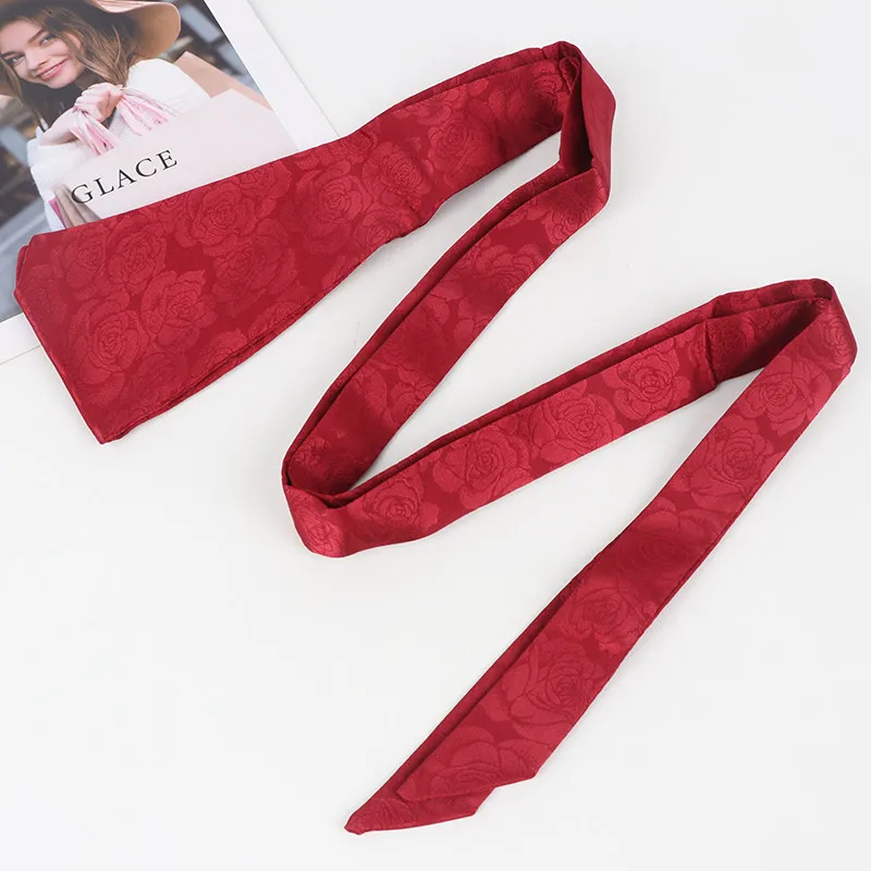 Vintage Chinese Hanfu Style Women Wide Waist Belt Embroidered Rose Lace Up Obi Belt For Dresses Retro Decorative Waist Cincher