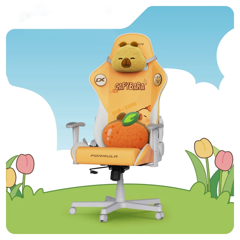 Ergonomic Gaming Chair with Adjustable Height Swiveling Armrests and Racing-style Design for Comfortable Long-term Use