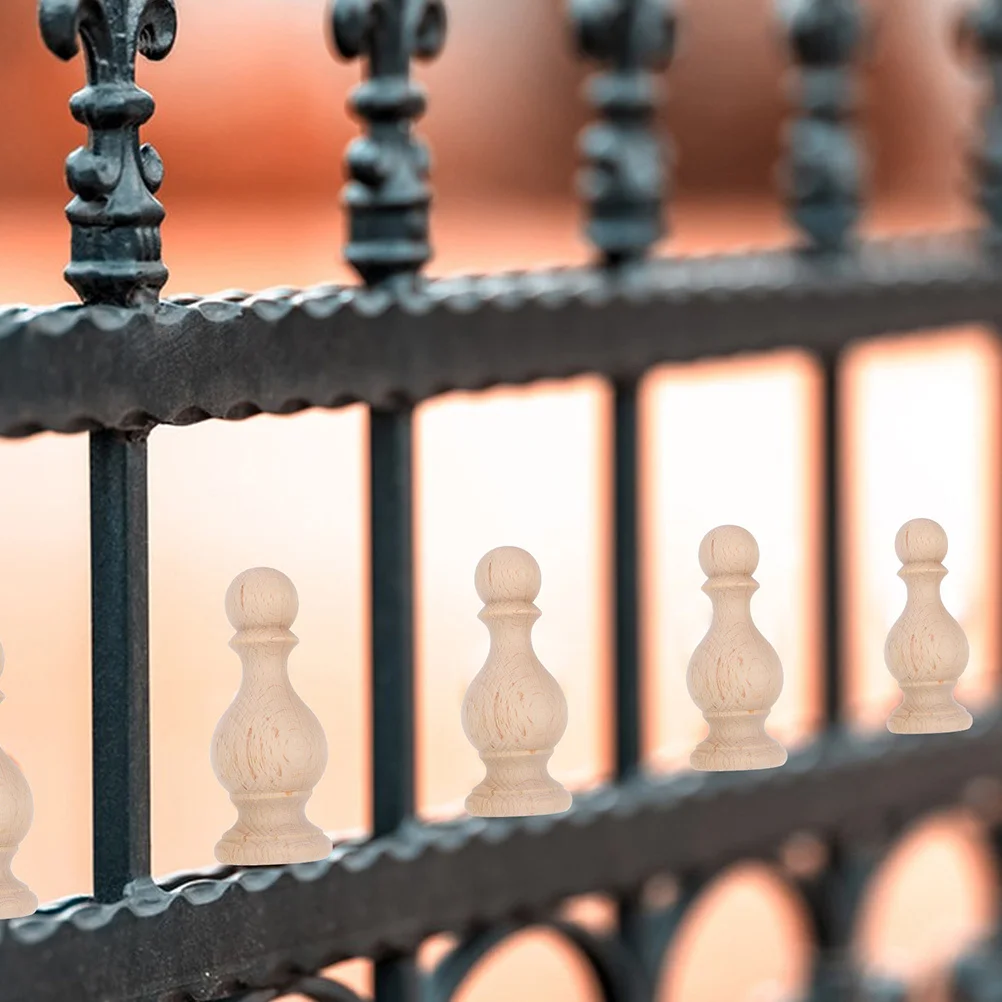 

3Pcs Solid Wood Finials for Furniture Bed Posts Staircase Decorative Roman Bridge Design Replacement Flagpole Top Cap