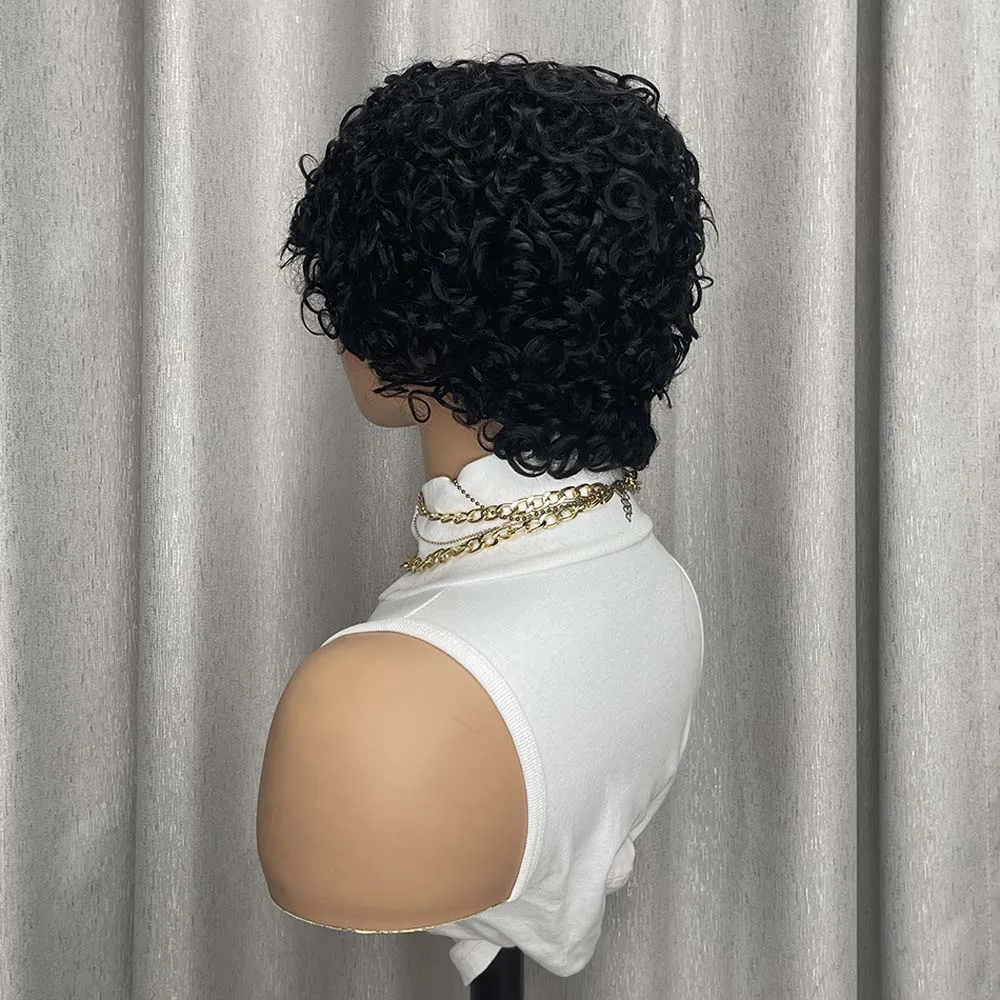 أنيق مجعد قصير بوب شعر مستعار عابث قطع شعر مستعار شعر الإنسان موجة المياه شعر بشري مجعد آلة صنع الباروكات للنساء السود مظهر طبيعي