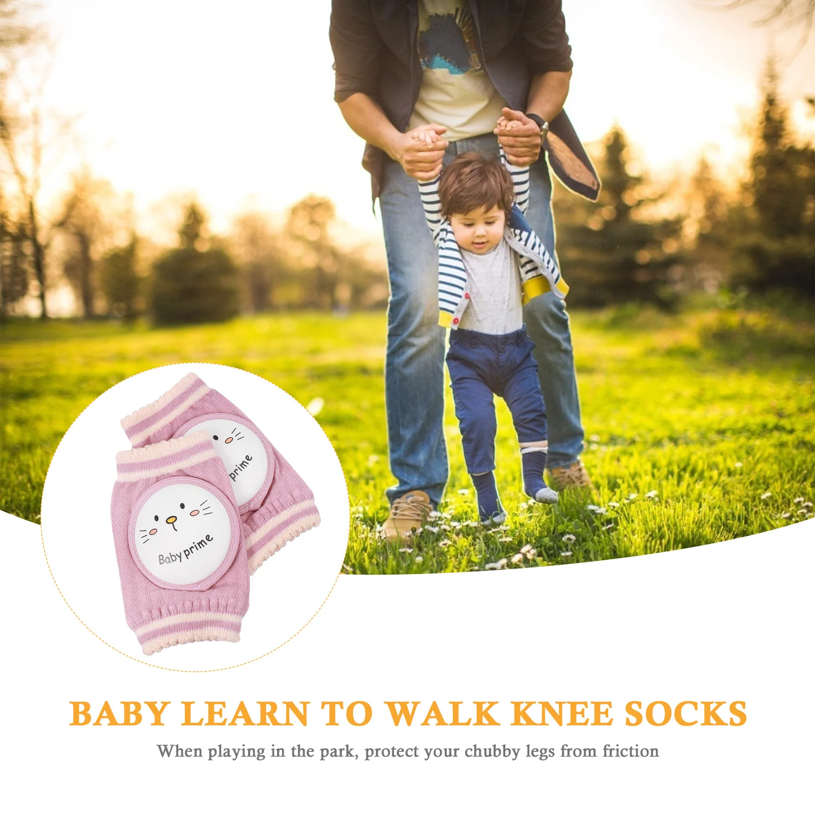 1 par de joelheiras para bebês, esponja de algodão, protetor grosso para engatinhar, absorção de umidade respirável, embrulho elástico infantil