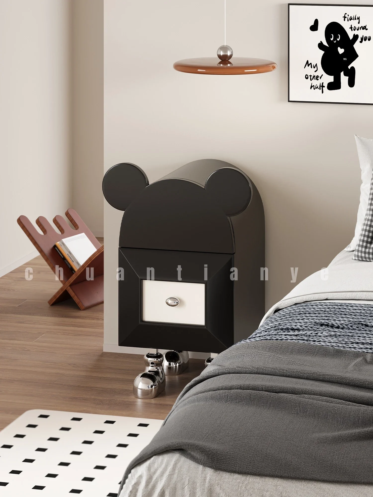 Creative Mickey โต๊ะข้างเตียงห้องนอนห้องนั่งเล่นโมเดิร์นหรูหราเด็กโซฟาด้านข้างตู้ Locker