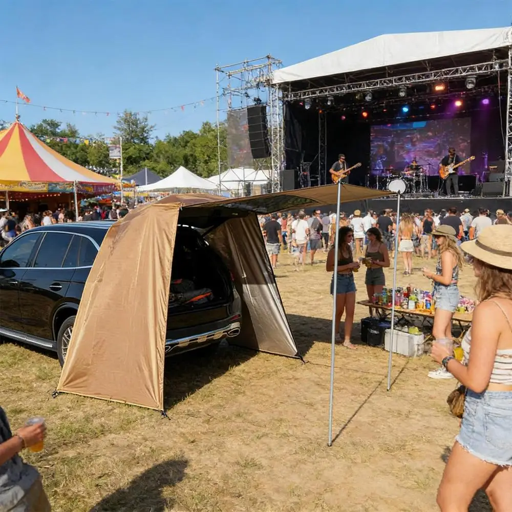 SUV-Kofferraumzelt für Camping, wasserdichtes SUV-Heckklappen-Vordach, tragbares Auto-Hecktürzelt, Außenschutz und Sonnenschutz für Auto-Camping – Detail 4