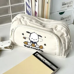 Sanrio Pochacco Anime Kawaii Pen Bag, Cute Cartoon Student Pencil Box, Estojo de papelaria, Grande Capacidade Cosmetics Storage Bag, Presentes