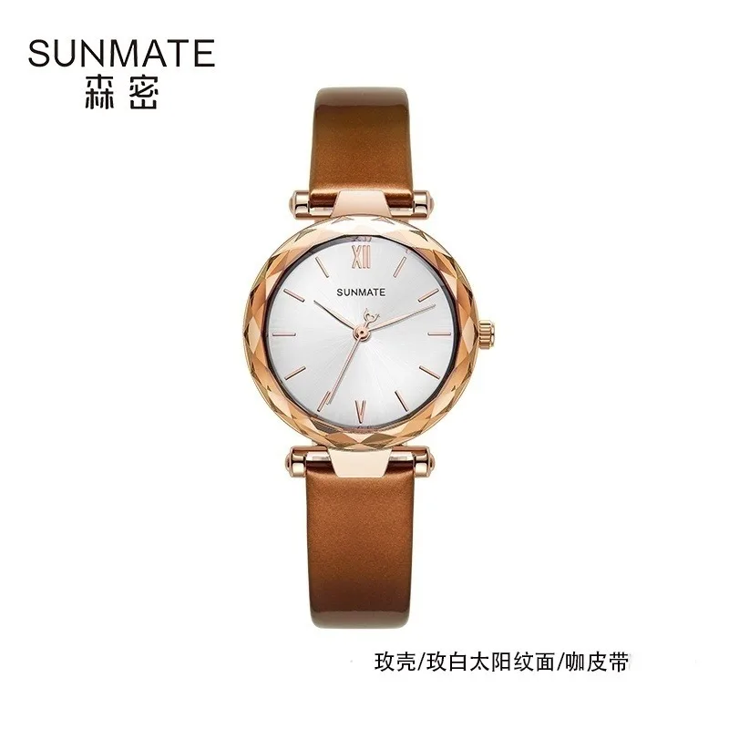 ساعة SUNMATE الفاخرة بحجر الراين، حركة كوارتز مستوردة، ساعة يد نسائية أنيقة وكاجوال مقاومة للماء، تتضمن صندوق ساعة مجاني