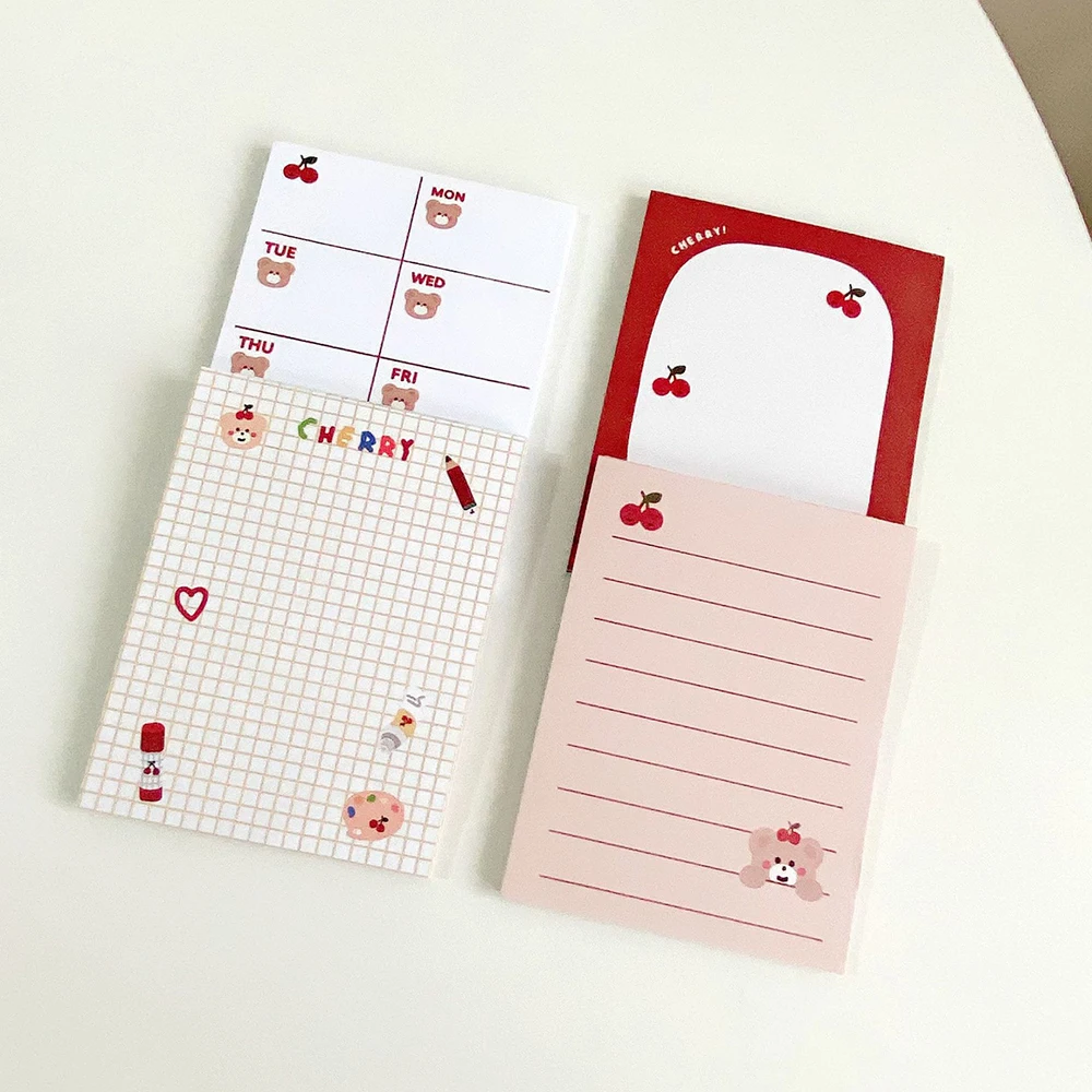 

Korean version of Instagram cherry bear memo pad, non sticky portable message board, memo notebook