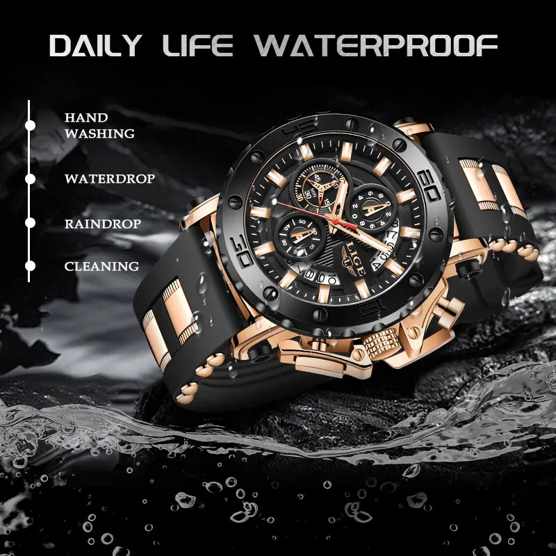 Reloj LIGE 2025 para hombre, marca superior, reloj de cuarzo militar a la moda de lujo, reloj de cuarzo para hombre, cronógrafo deportivo resistente al agua con gel de sílice, reloj Masculino