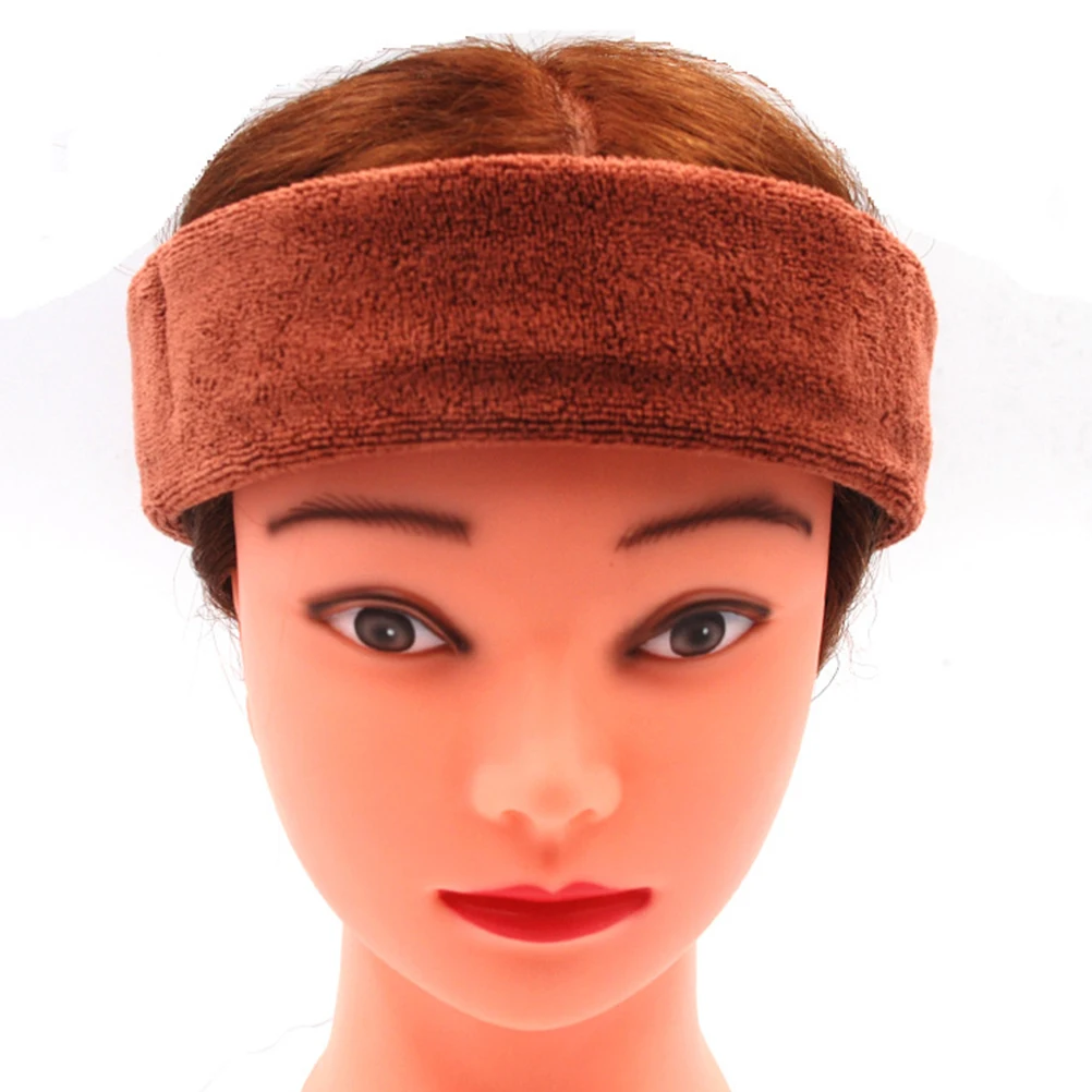 

2pcs Scarf Over Head Towel Headband Absorbent Towel Sticker for Home Salon Hotel Barber Shop (Coffee)