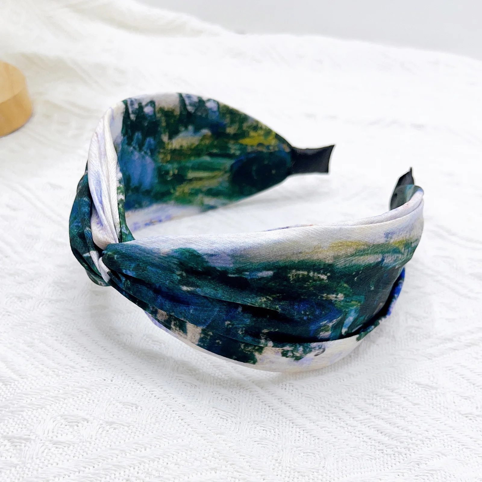 Винтажный аксессуар для волос, 1 шт., широкая повязка на голову, картина маслом, принт, повышенная корона, дизайн, удобная посадка для женщин, новинка в стиле бохо