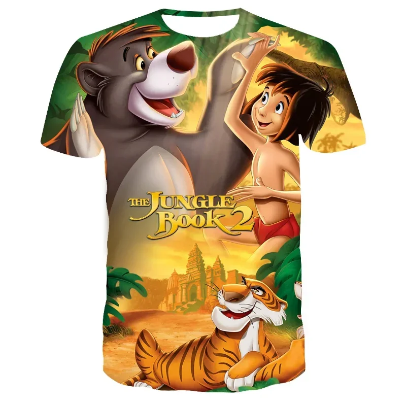 Disney Mowgli Boy Girl T-shirts Jungle Book T-shirts Men's 3D Print Cartoon Short Sleeves MINISO Mens T-shirts New Mens Clothing