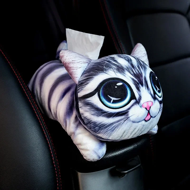 Cute Cartoon Car Tissue Box Creative Short Plush Tissue Box for Car Armrest Box Car Seat Tissue Box Car Decorations Accessories