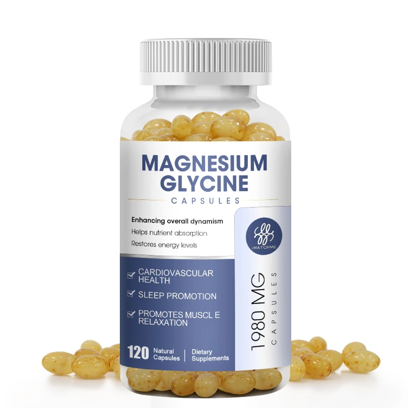 Magnesium Glycinate Capsules Magnesium Supplement For Muscle, Nerve, Bone and Heart Health (Vegan Safe with No Gluten and  Soy )