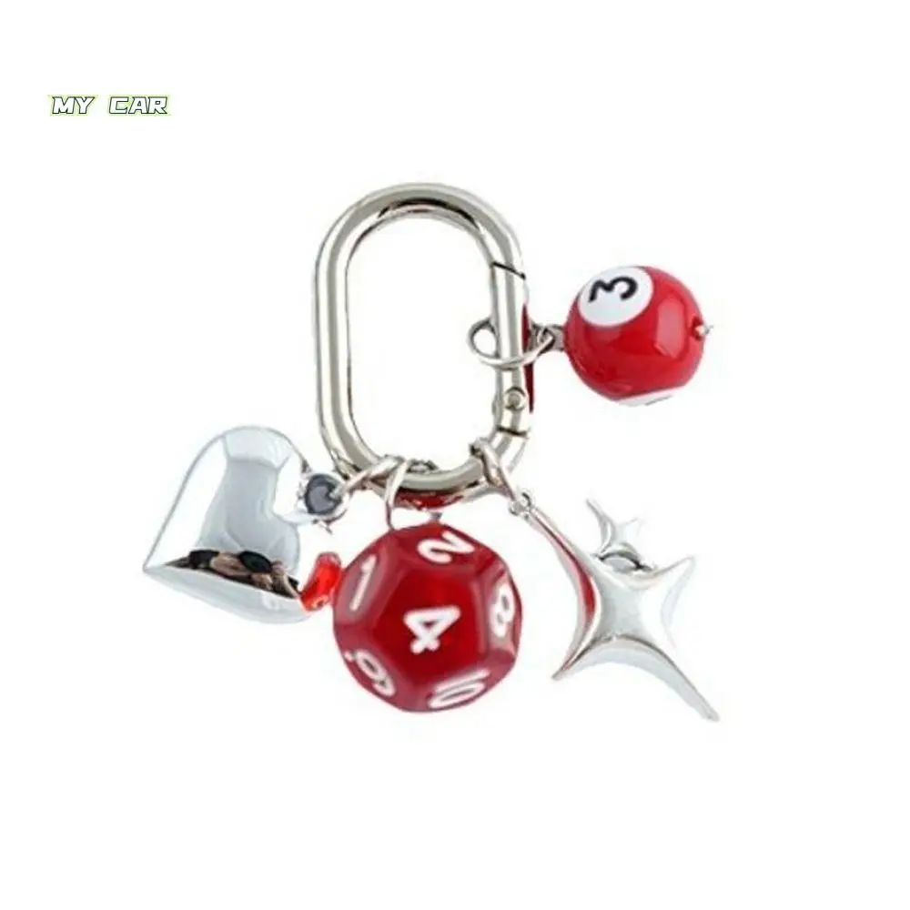 

Fashion Billiard Pool Keychain Colorful Creative Mini Billiards Keychains Irregular Ins 12 Sides Cube Keyrings