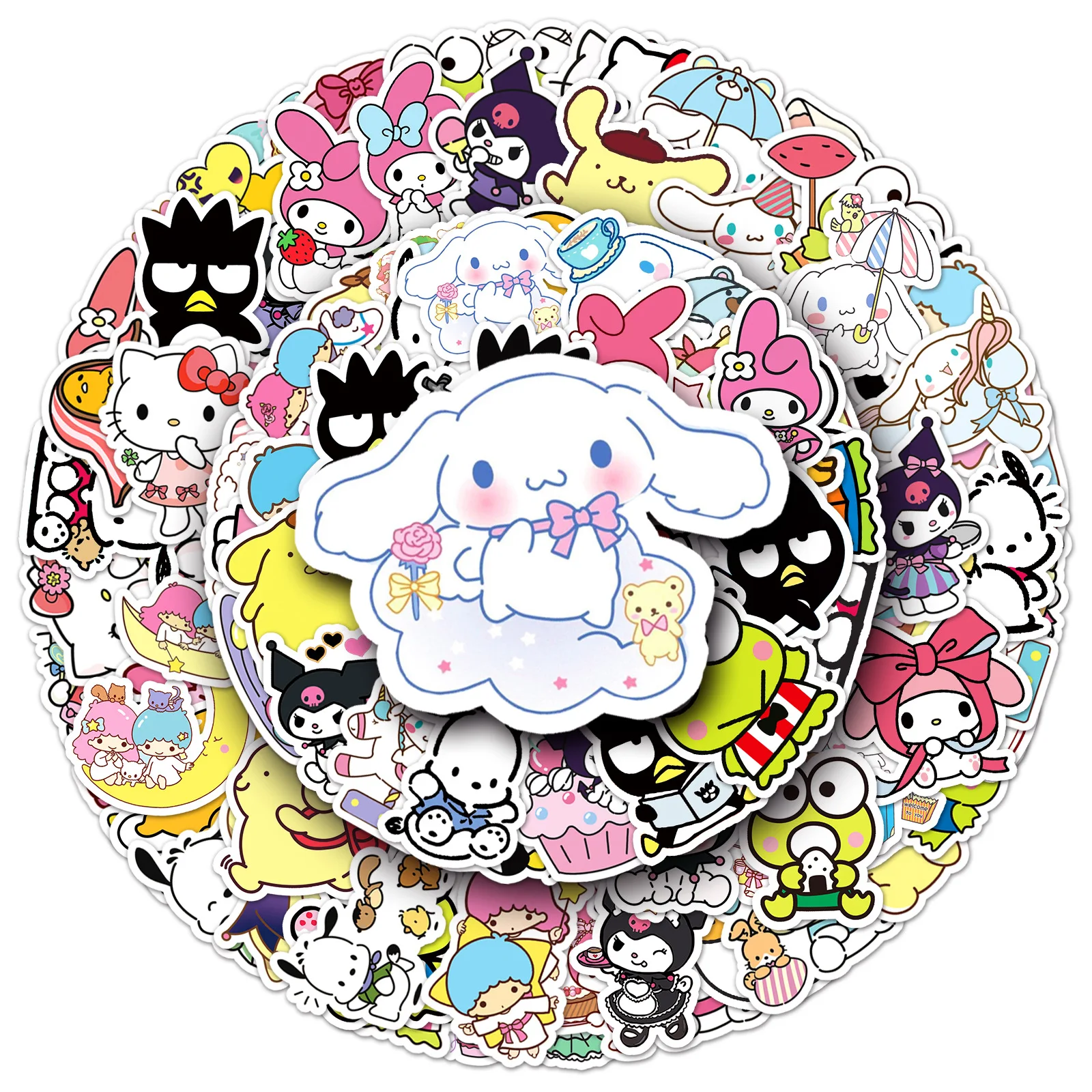 10/30/50/100 pz Kuromi Hello Kitty Cinnamoroll misto Sanrio Sticker fai da te Snowboard Laptop bagagli Cartoon Graffiti decalcomanie Sticker