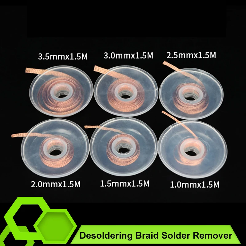 

1~50pcs Desoldering Braid Width 1 1.5 2 2.5 3 3.5 4 mm Welding Solder Remover Wick 1.5M Wire Lead Cord Flux BGA Repair Tool