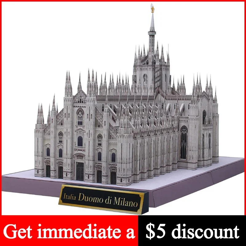 Włochy Milan Cathedral składany 3D papierowy model domu Papercraft DIY Art Origami budowanie nastolatków dorosłych ręcznie robione zabawki rzemieślnicze QD-172