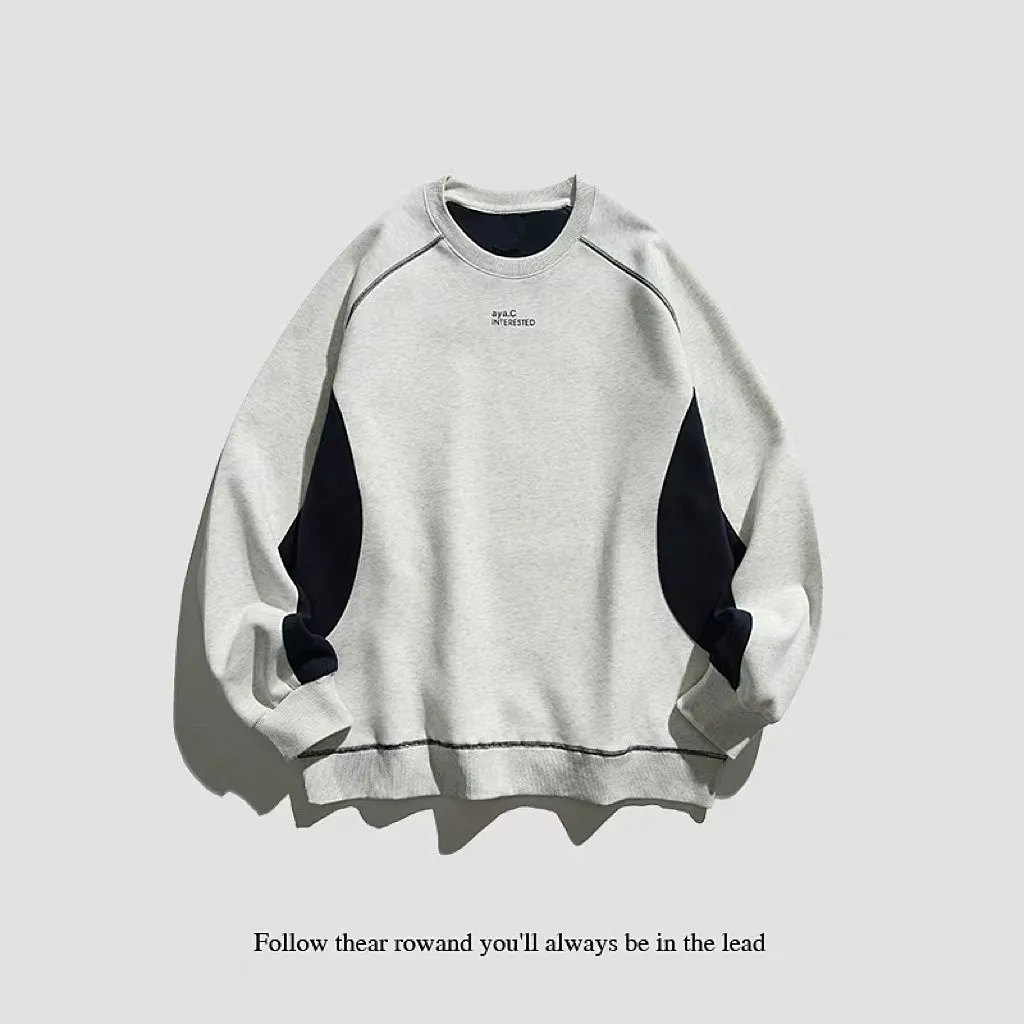 

Мужской свитшот в стиле ретро, американо-японский, цветной, круглой формы, свободного кроя, для осени и зимы, повседневный, удлиненный, с защитой от сминания...