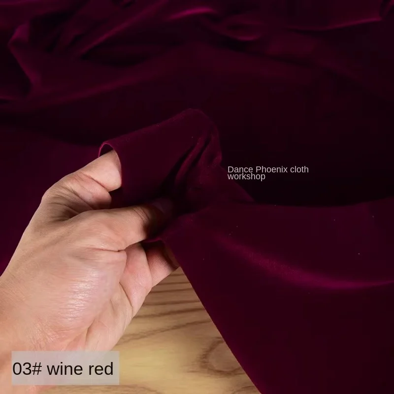 Velvet Fabric Wine Red Matte Four Sided Elastic Cheongsam Dress Apparel Sewing Fabric Cloth Meters Polyester Spandex Material