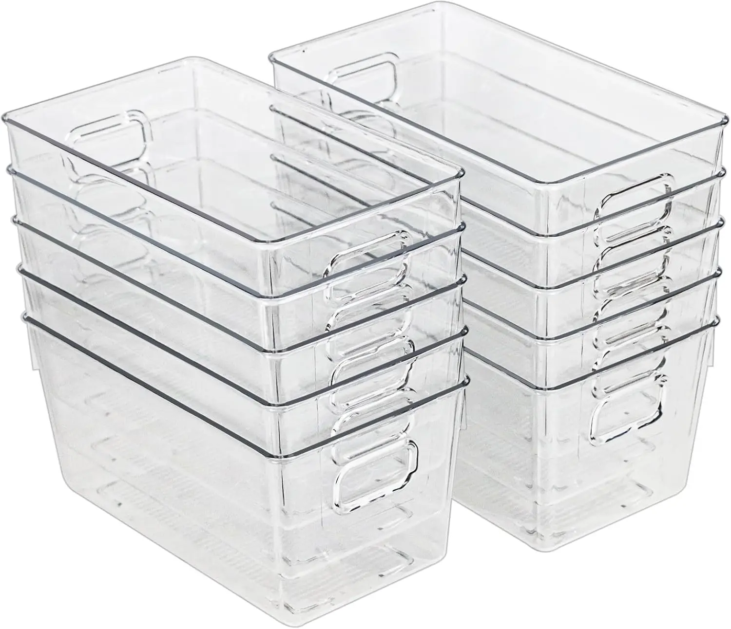 

10 Pack Clear Plastic Storage Bins with Handles for Kitchen Pantry Organization