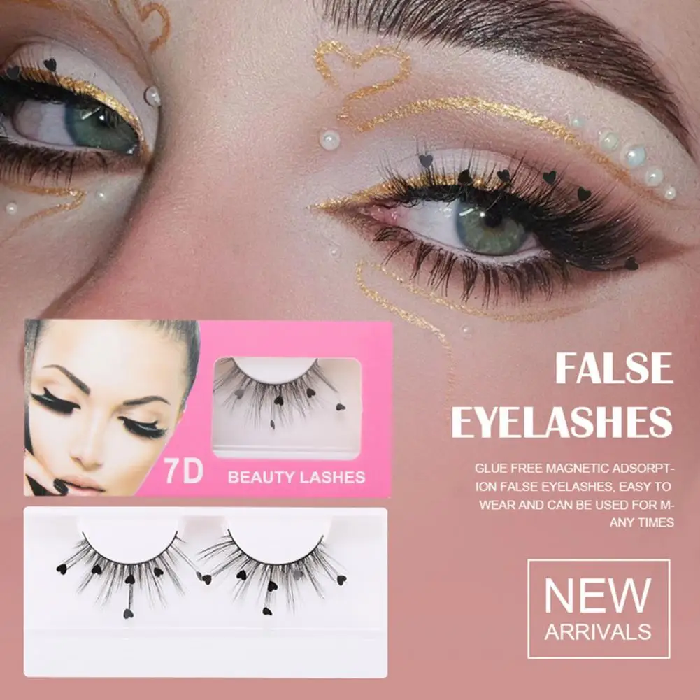 1 Pair Sequin False Eyelashes Natural Curl Reusable Handmade Christmas Party 3D Faux Mink Eyelash Makeup Accessories